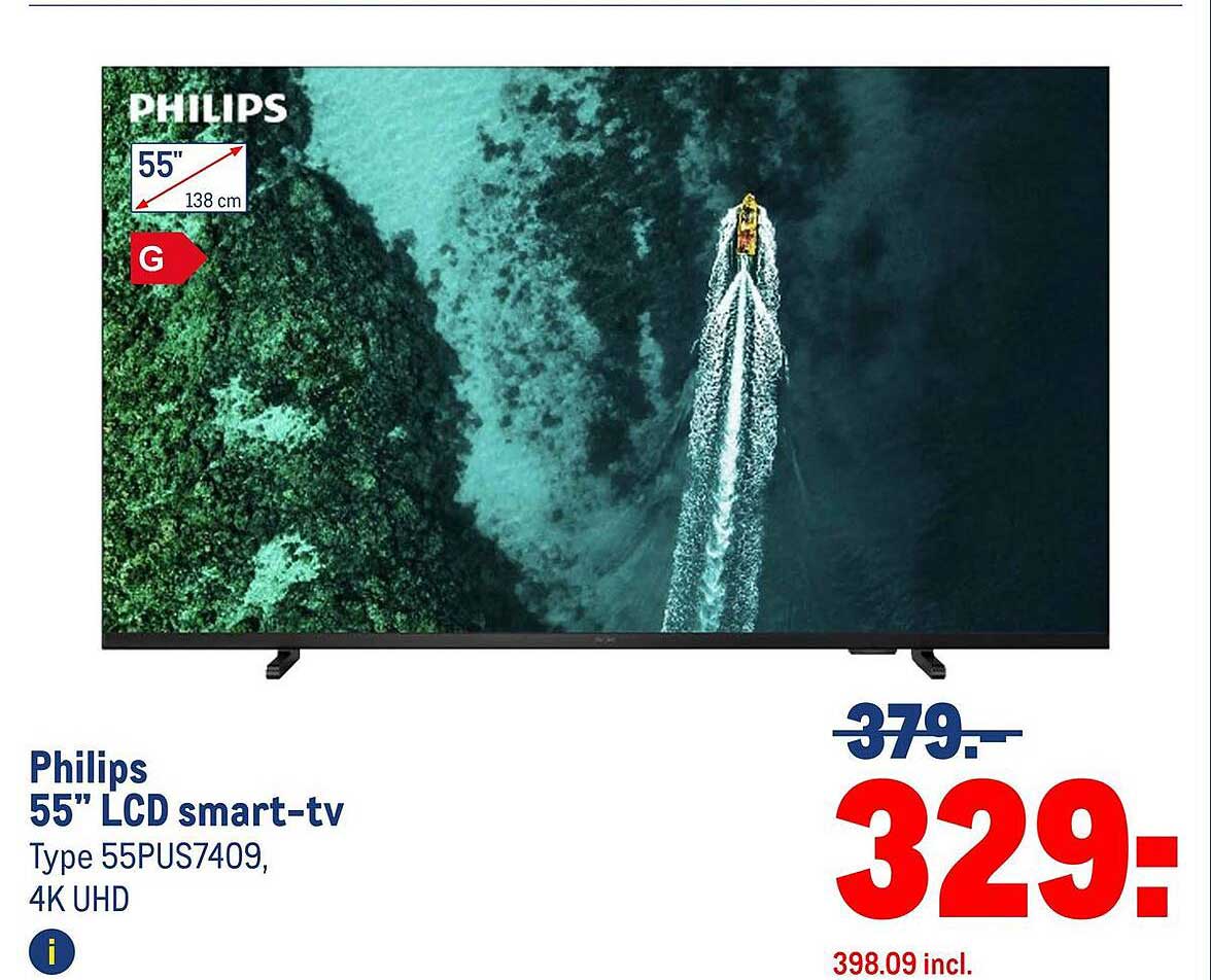 Philips 55" LCD smart-tv Type 55PUS7409, 4K UHD