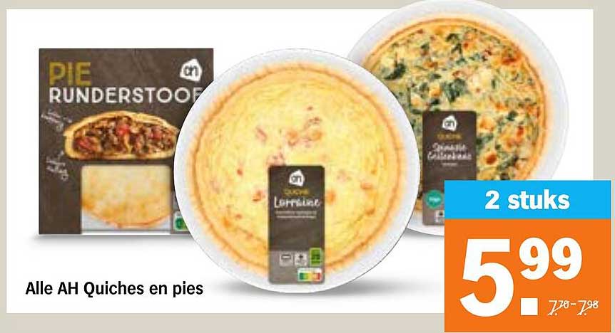 Alle AH Quiches en pies 2 stuks