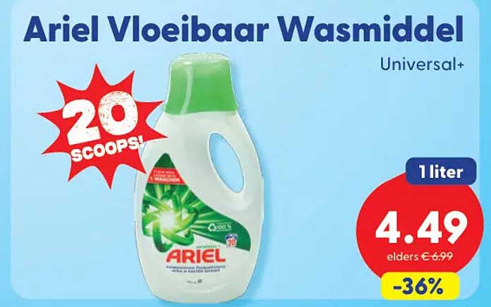 Ariel Vloeibaar Wasmiddel Universal+ 20 scoops!