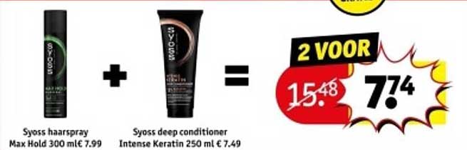 Syoss haarspray Max Hold 300 ml Syoss deep conditioner Intense Keratin 250 ml 2 VOOR