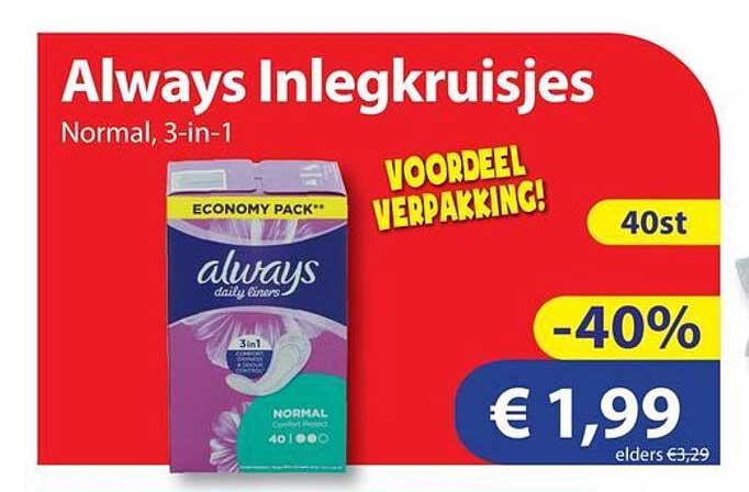 Always Inlegkruisjes Normal, 3-in-1
