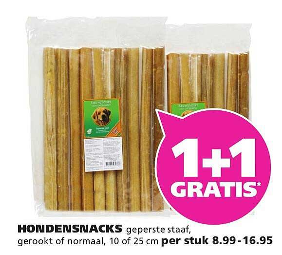 HONDENSNACKS gepreste staaf, gerookt of normaal, 10 of 25 cm per stuk 8.99-16.95