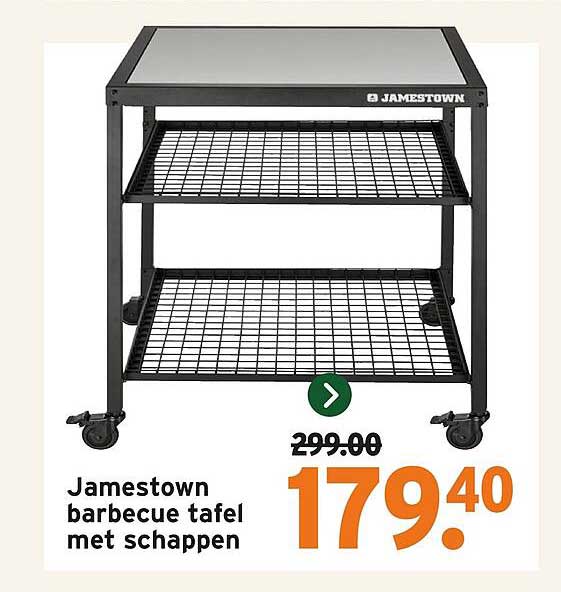 Jamestown barbecue tafel met schappen