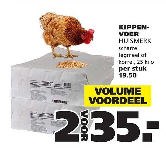KIPPEN-VOER HUISMERK scharrel legmeel of korrel, 25 kilo