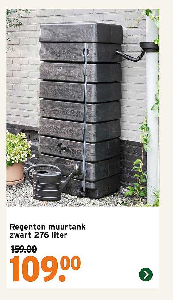 Regenton muurtank zwart 276 liter