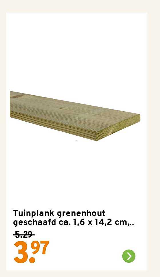 Tuinklank grenenhout geschaafd ca. 1,6 x 14,2 cm,...