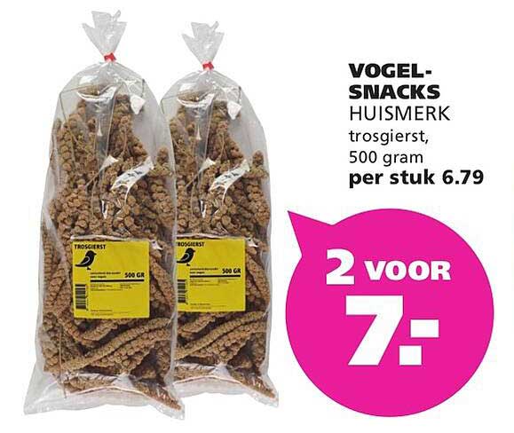 VOGEL-SNACKS HUISMERK trosgierst, 500 gram per stuk 6.79