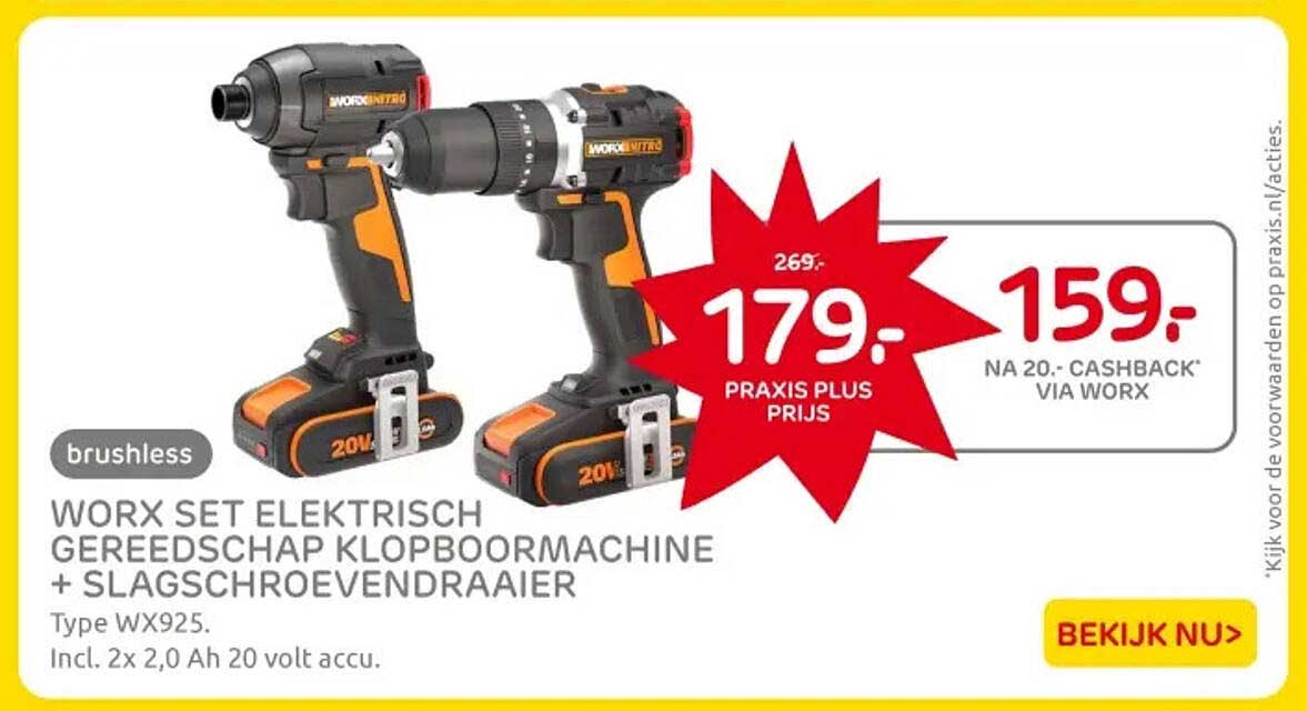 WORX SET ELECTRISCH GEREEDSCHAP KLOPBOORMACHINE + SLAGSCHROEVENDRAAIER