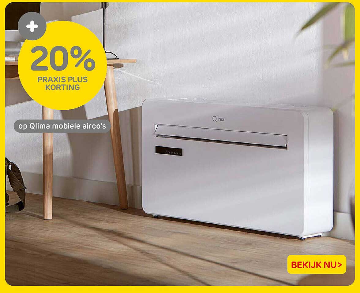 20% Praxis Plus korting op Qlima mobiele airco's