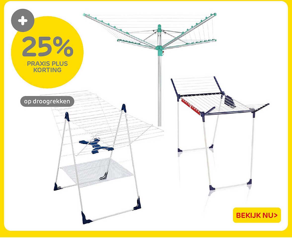 25% PRAXIS PLUS KORTING op droogrekken