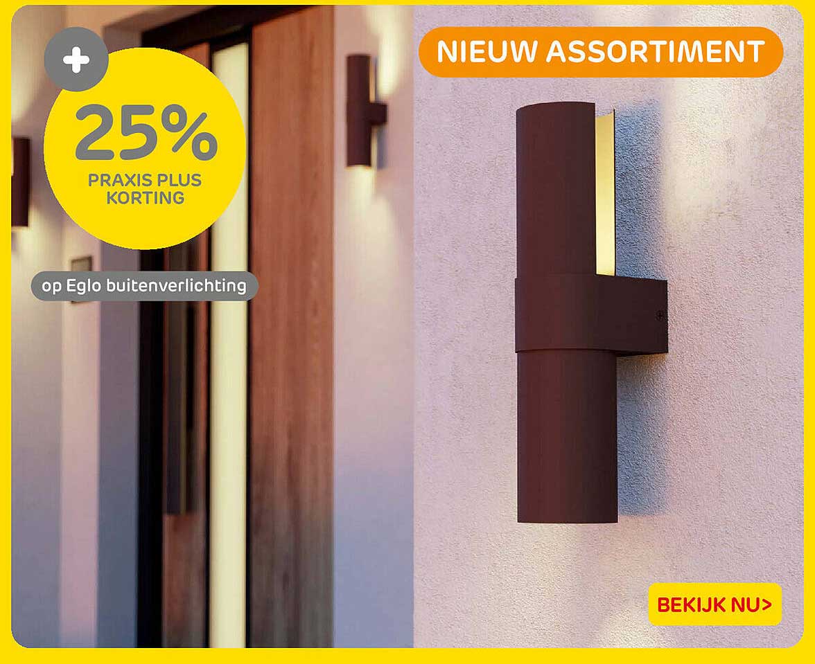 25% Praxis Plus korting op Eglo buitenverlichting
