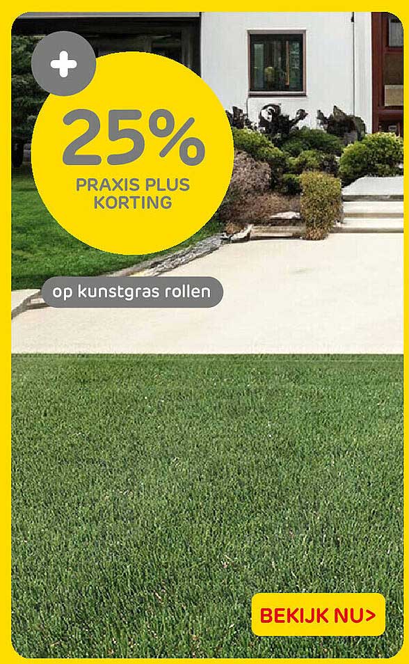 25% PRAXIS PLUS KORTING op kunstgras rollen