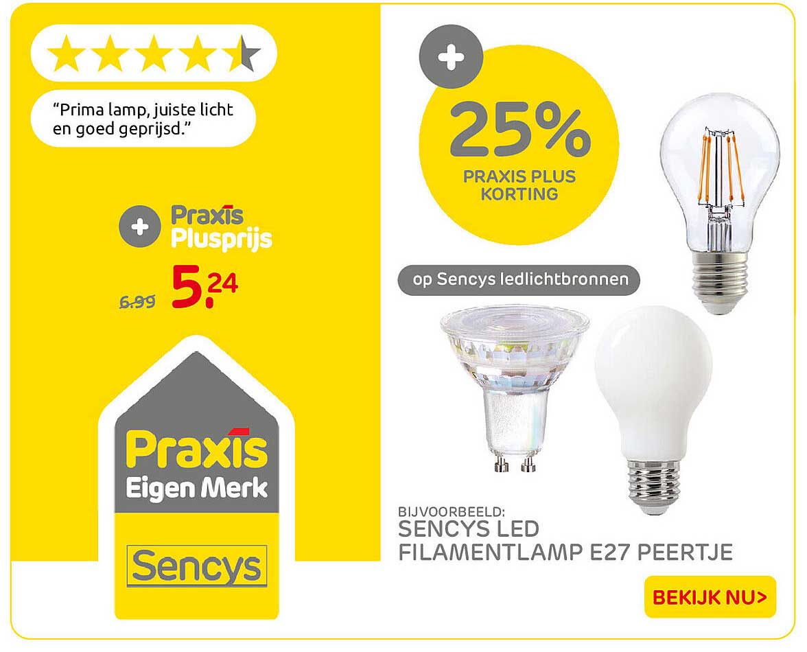 25% Praxis Plus korting op Sencys ledlichtbronnen