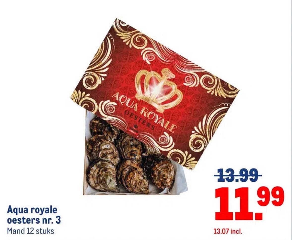 Aqua royale oesters nr. 3 Mand 12 stuks
