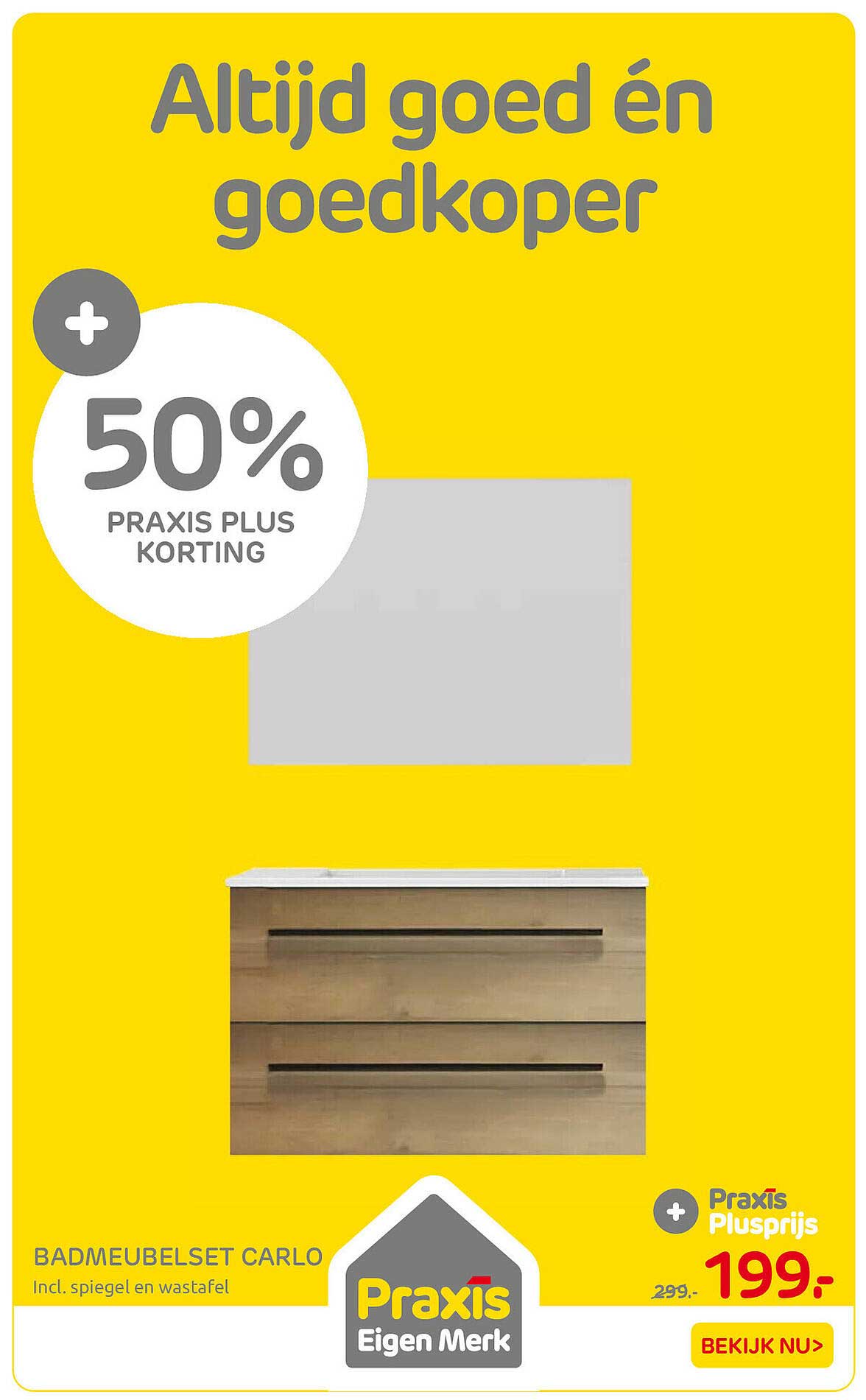Badmeubelset Carlo Incl. spiegel en wastafel 50% Praxis Plus korting