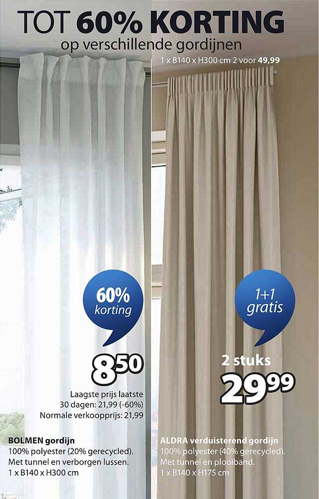 BOLMEN gordijn 60% korting