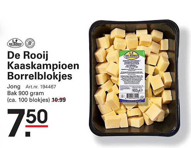 De Rooij Kaaskampioen Borrelblokjes