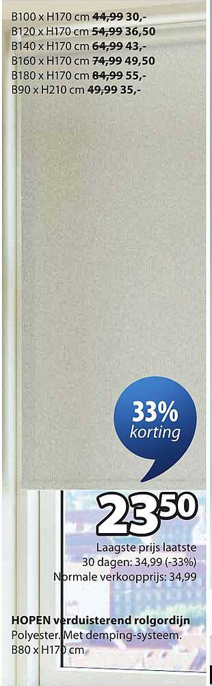 HOPEN verduisterend rolgordijn 33% korting