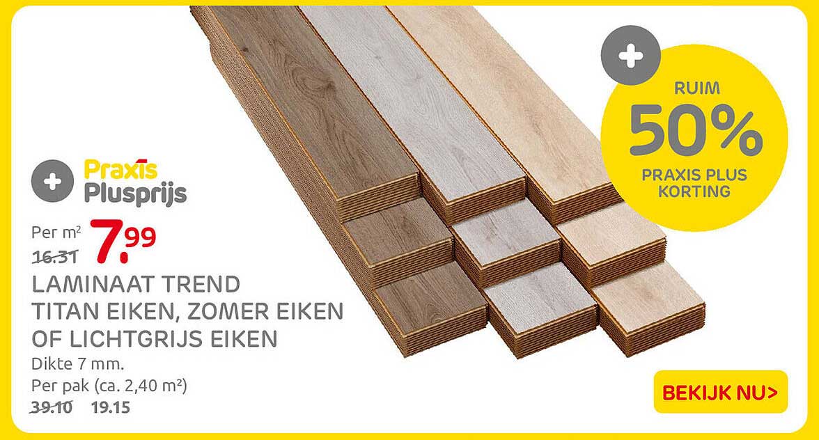 LAMINAAT TREND TITAN EIKEN, ZOMER EIKEN OF LICHTGRIJS EIKEN