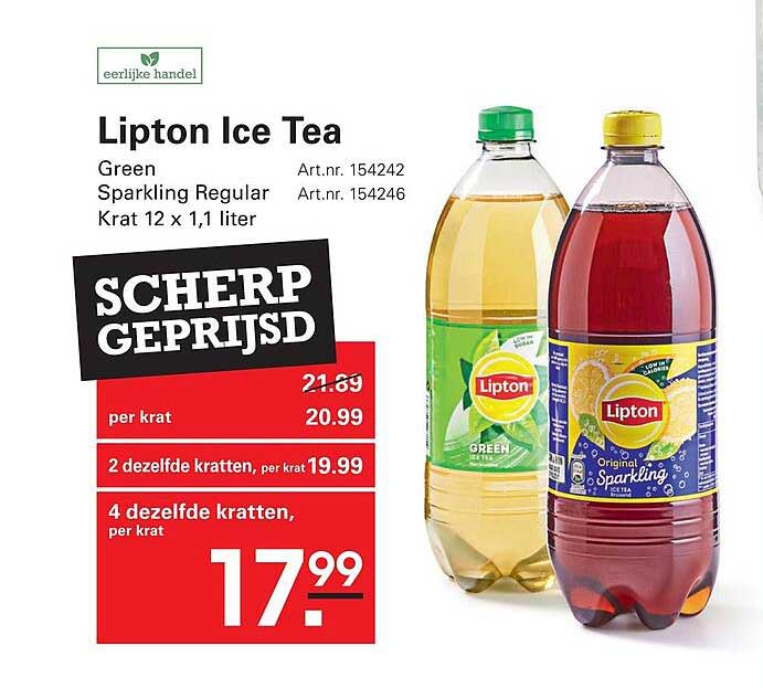 Lipton Ice Tea Green Sparkling Regular Krat 12 x 1,1 liter