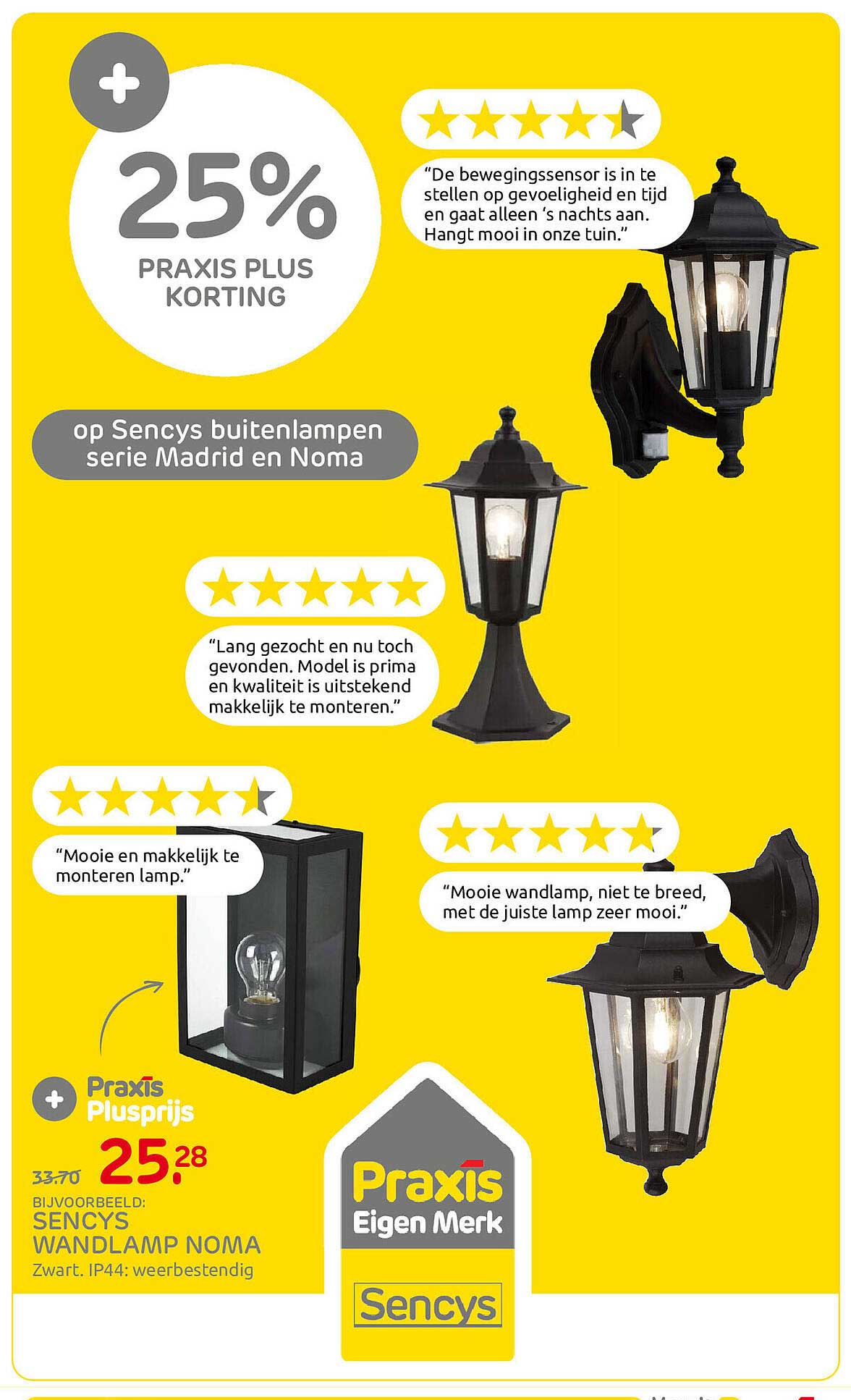 op Sencys buitenlampen serie Madrid en Noma