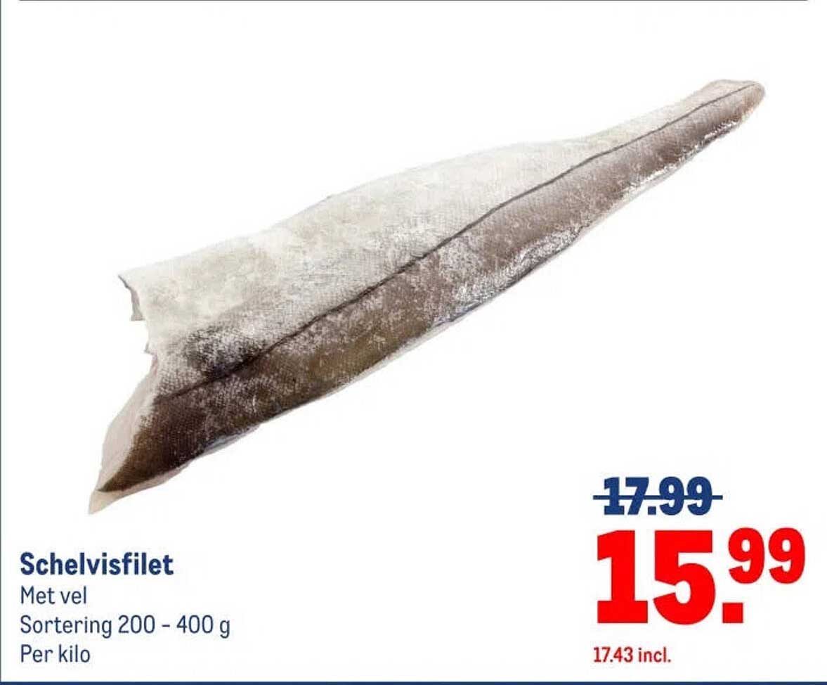 Schelvisfilet met vel sortering 200 - 400 g per kilo