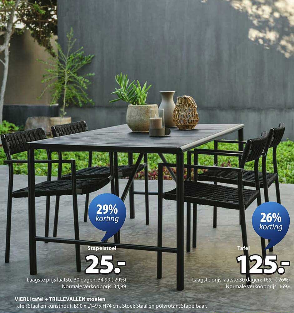 VIERLI tafel + TRILLEVALLEN stoelen