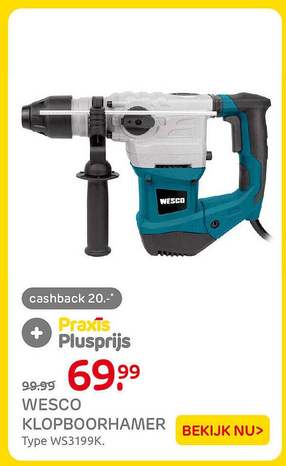 WESCO KLOPBOORHAMER Type WS3199K. cashback 20.- Praxis Plusprijs
