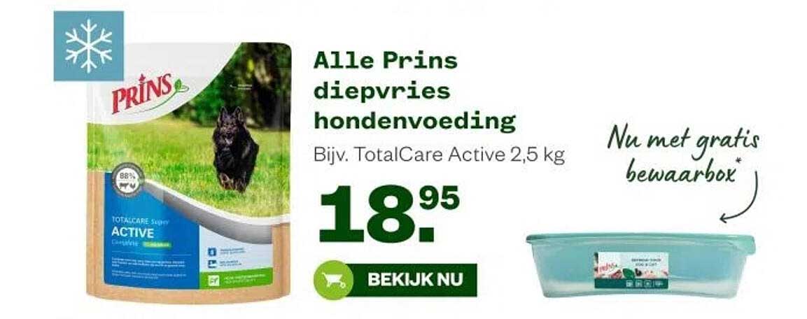 Alle Prins diepvries hondenvoeding Bijv. TotalCare Active 2,5 kg