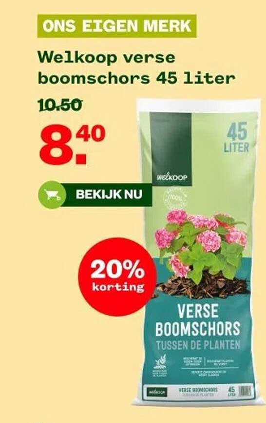 Welkoop verse boomschors 45 liter