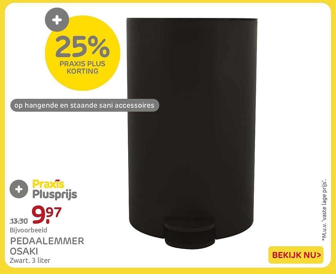 25% Praxis Plus korting op hangende en staande sani accessoires