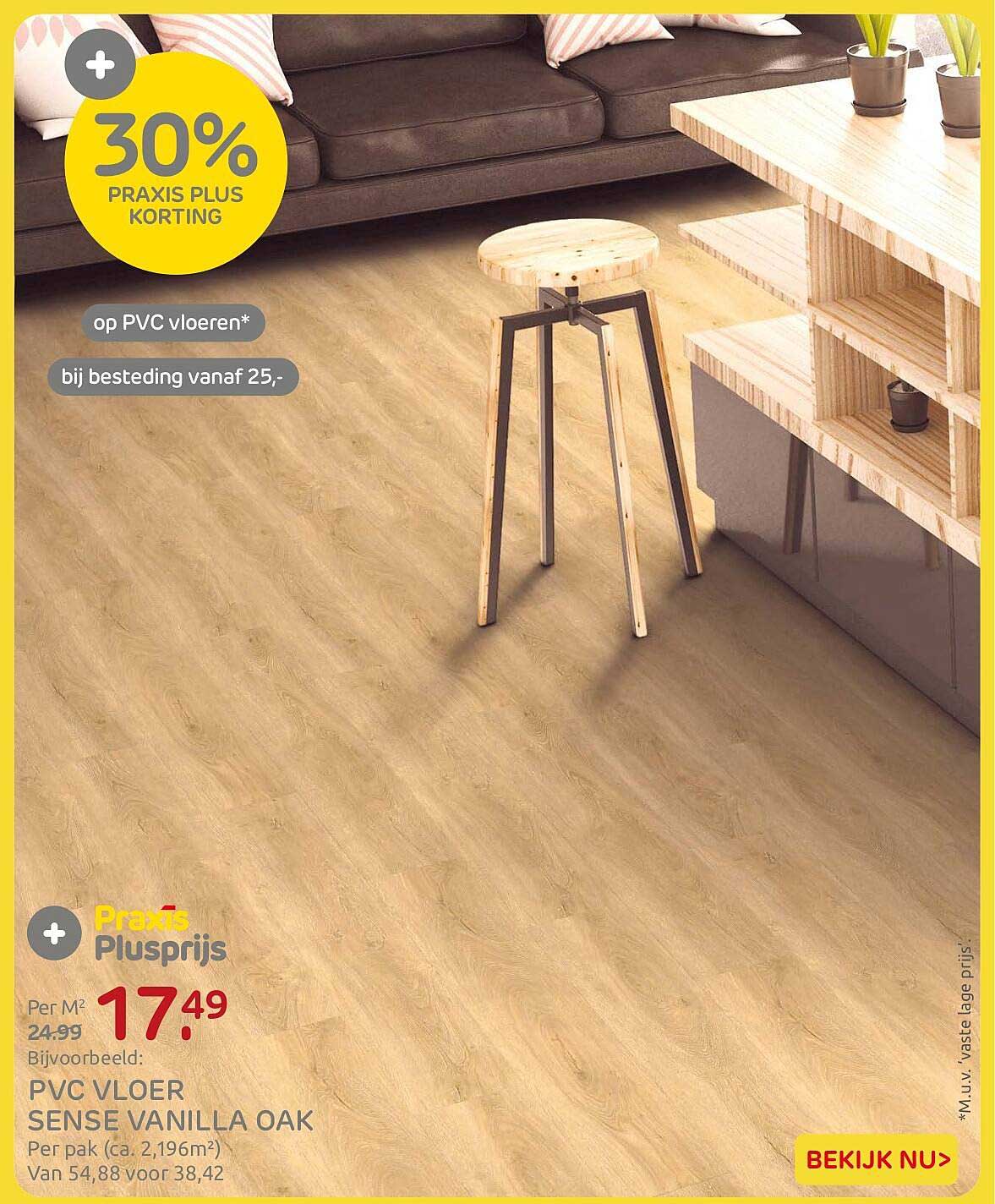 30% PRAXIS PLUS KORTING op PVC vloeren* bij besteding vanaf 25,-