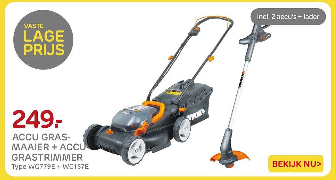 Accu grasmaaier + accu grastrimmer Type WG779E + WG157E