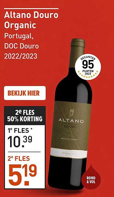 Altano Douro Organic Portugal, DOC Douro 2022/2023 2e fles 50% korting