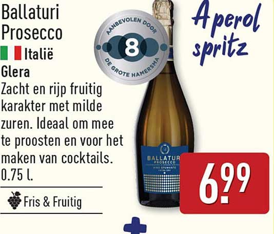 Ballaturi Prosecco Italië Glera Fris & Fruitig Aperol spritz