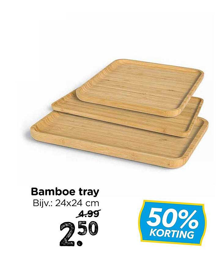 Bamboe tray Bijv.: 24x24 cm 50% KORTING