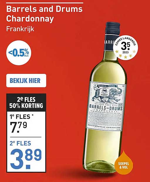 Barrels and Drums Chardonnay Frankrijk 2e fles 50% korting