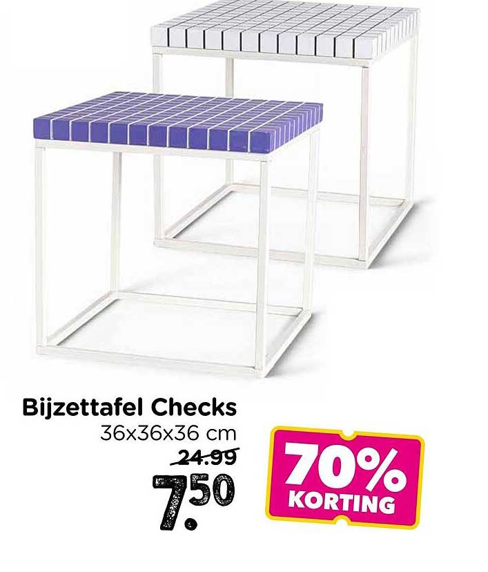 Bijzettafel Checks 36x36x36 cm 70% KORTING