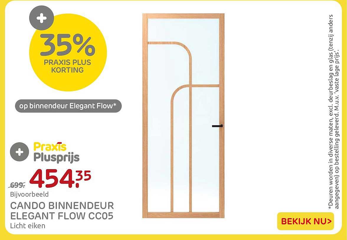 CANDO BINNENDEUR ELEGANT FLOW CC05 Licht eiken 35% PRAXIS PLUS KORTING
