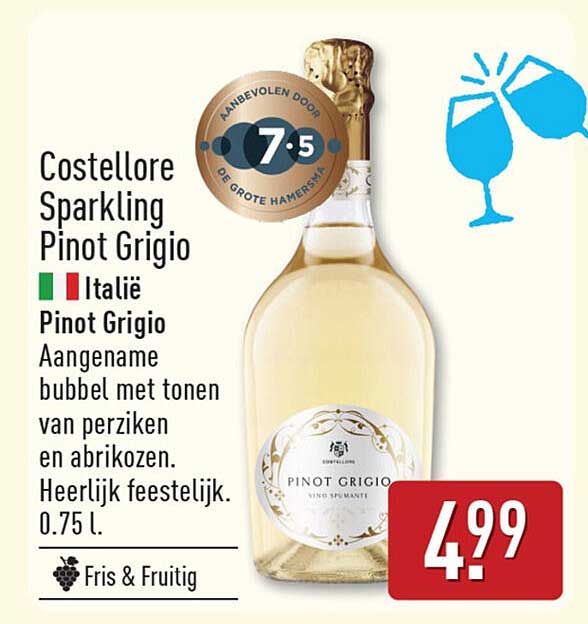Costellore Sparkling Pinot Grigio Italië Pinot Grigio