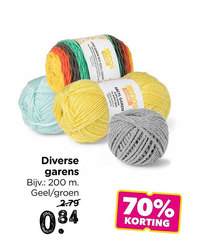 Diverse garens Bijv.: 200 m. Geel/groen 70% korting