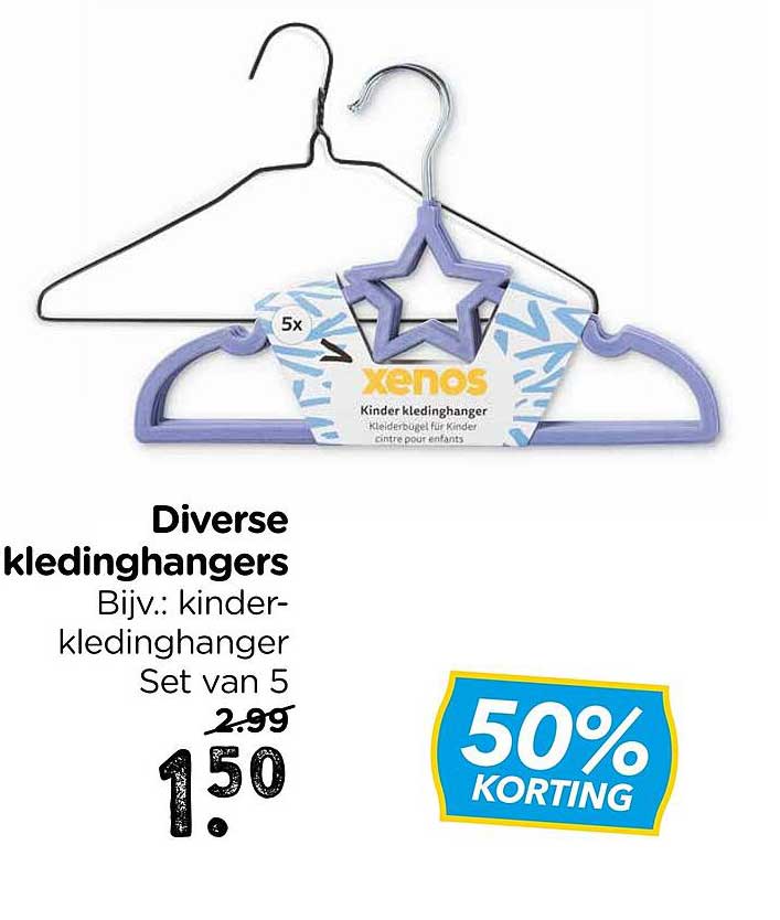 Diverse kledinghangers Bijv.: kinder-kledinghanger Set van 5 50% korting
