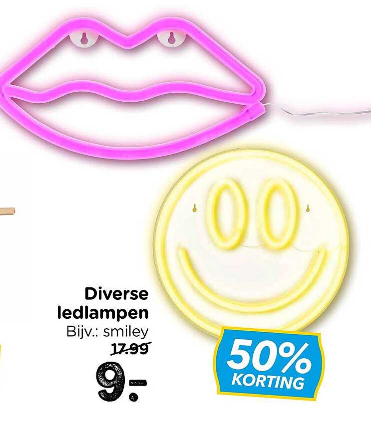 Diverse ledlampen Bijv.: smiley 50% KORTING