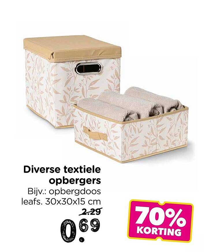 Diverse textiele opbergers - 70% KORTING