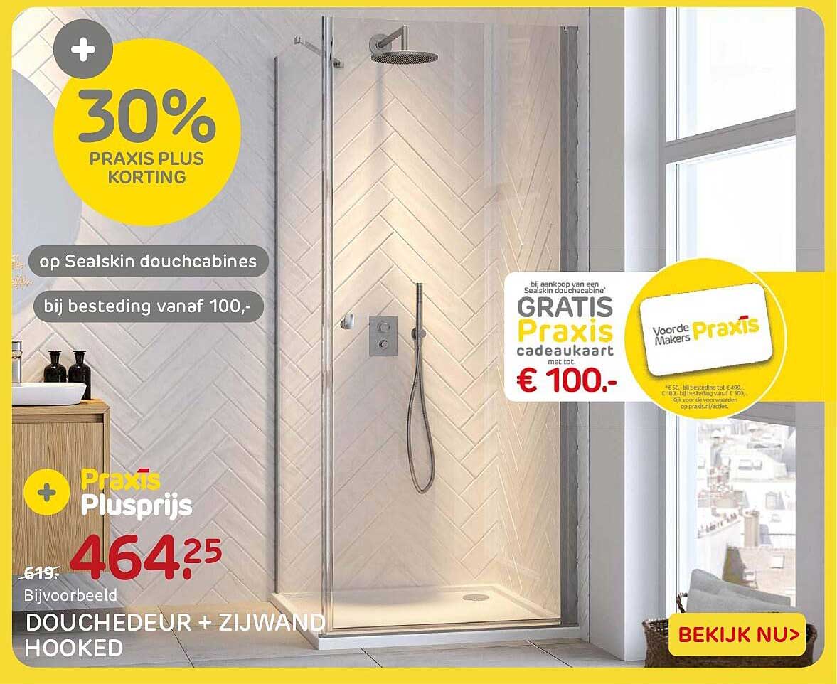 Douchedeur + zijwand Hooked