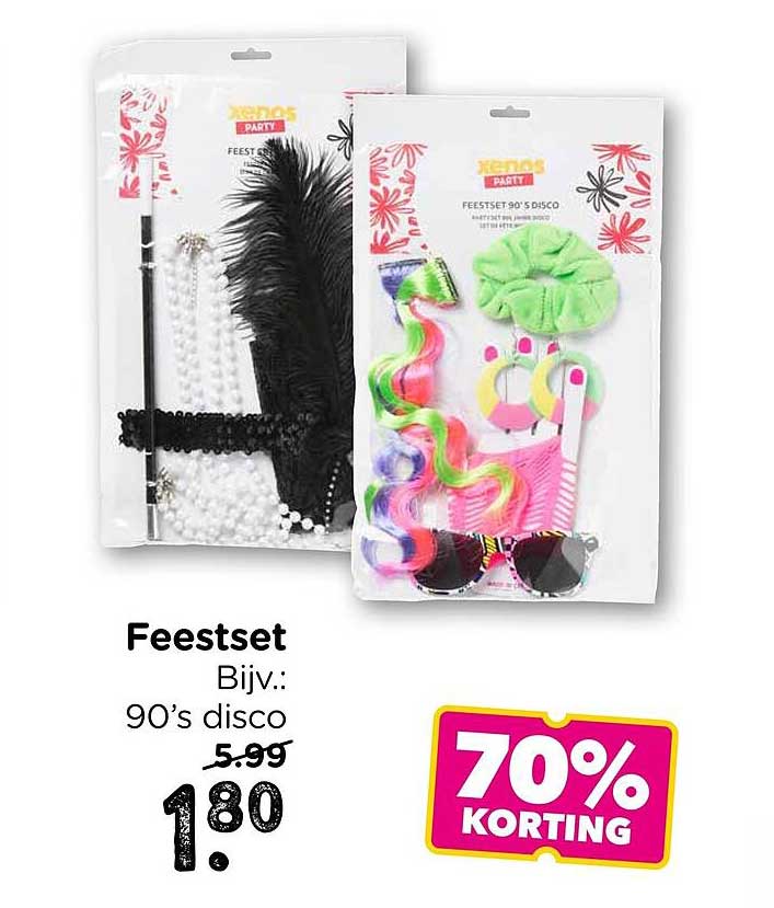 Feestset – Bijv.: 90’s disco 70% korting