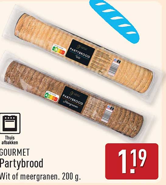 Gourmet Partybrood Wit of meergranen. 200 g.