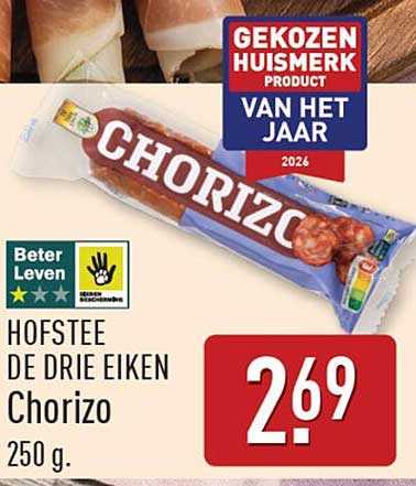 HOFSTEE DE DRIE EIKEN Chorizo 250 g.