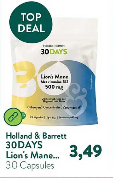 Holland & Barrett 30DAYS Lion's Mane... 30 Capsules
