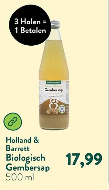 Holland & Barrett Biologisch Gembersap 500 ml 3 Halen = 1 Betalen